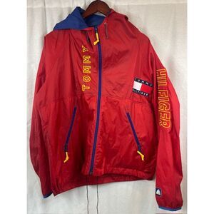 Vintage Tommy Hilfiger Windbreaker Hoodie Alpine Design Men's size Large